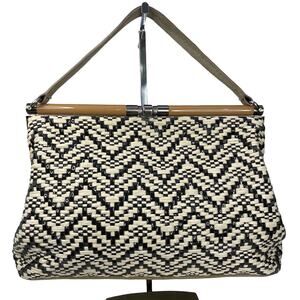 Marni Woven Frame Shoulder Bag Black Cream Resin Top Handle Italy